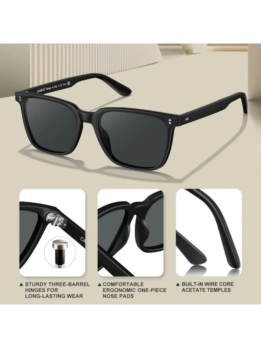 Stylish Square Polarized Sunglasses for Men | UV400 Protection, Retro Design
